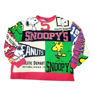 Rare Zara x Peanuts Red Funny Graphic Crewneck Sweatshirt 100% Cotton Size: M